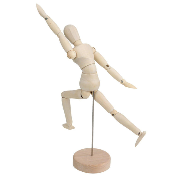 Wood 8Inch Artist Drawing Manikin Articulated Mannequin with Base and Flexible BodyWS2425