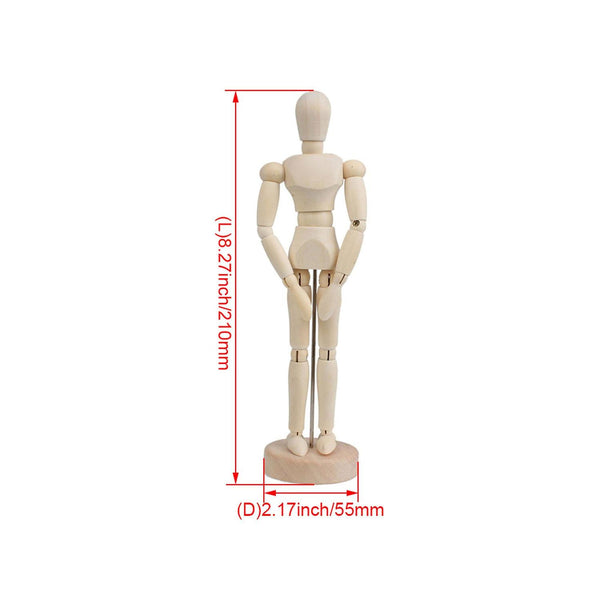 Wood 8Inch Artist Drawing Manikin Articulated Mannequin with Base and Flexible BodyWS2425