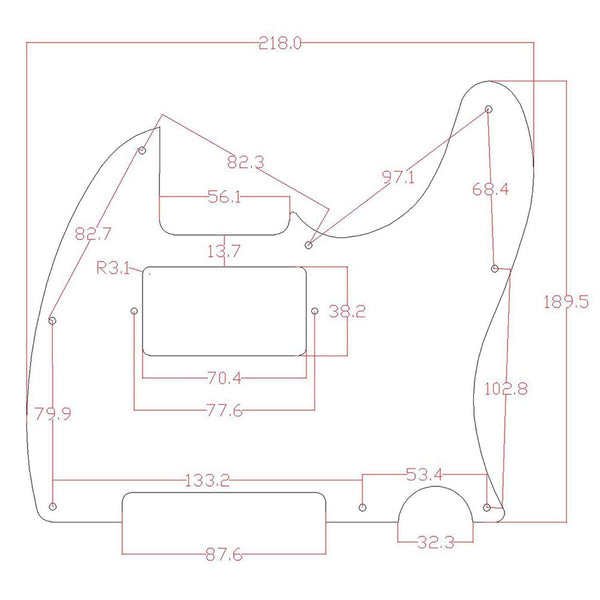 For Black 3-Ply Electric Humbucker Guitar Pickguard for 1 Pickup 10 Holes WS2456