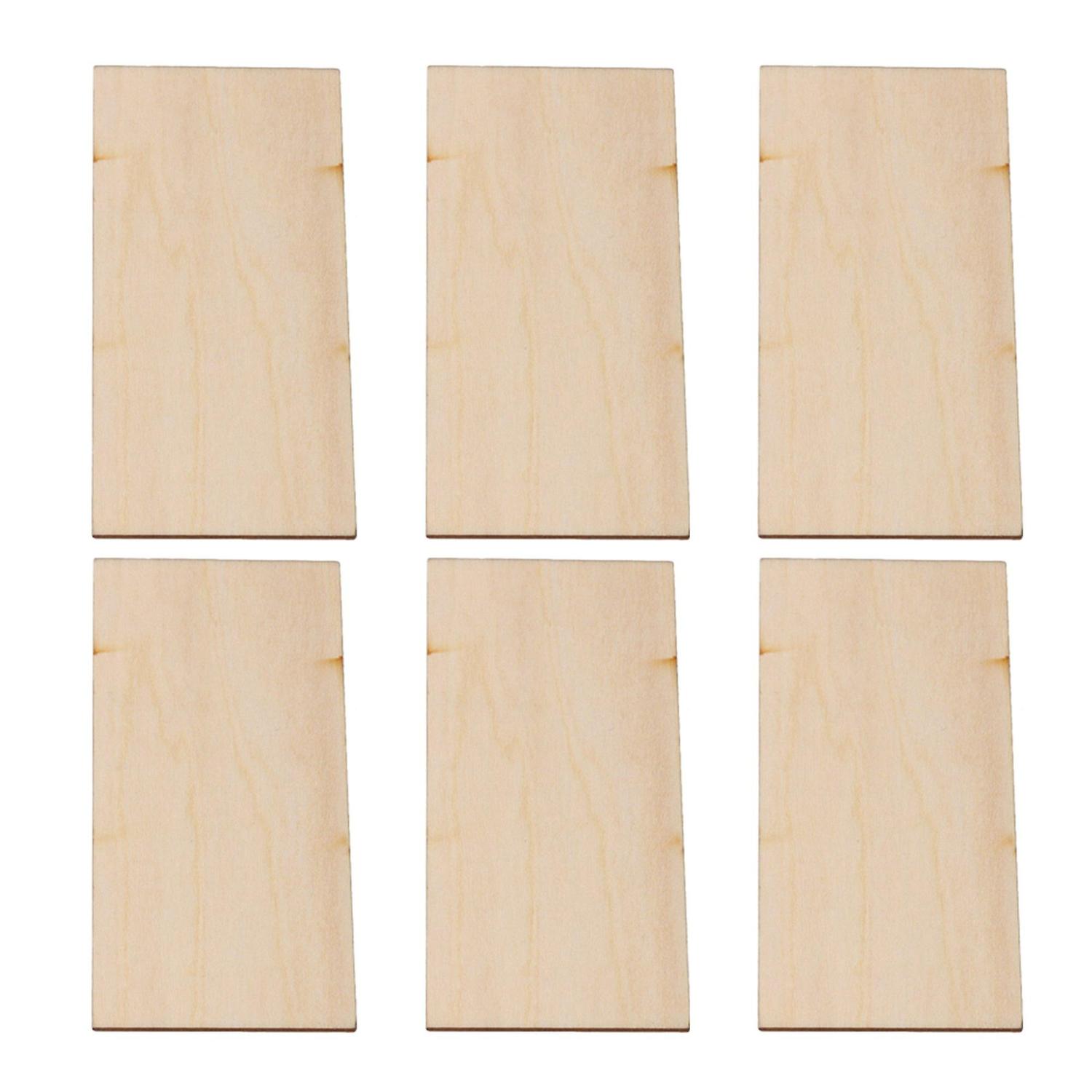 6pcs Unpainted Craft Basswood Wooden Sheets DIY Woodworking 100x50x2mmWS2445