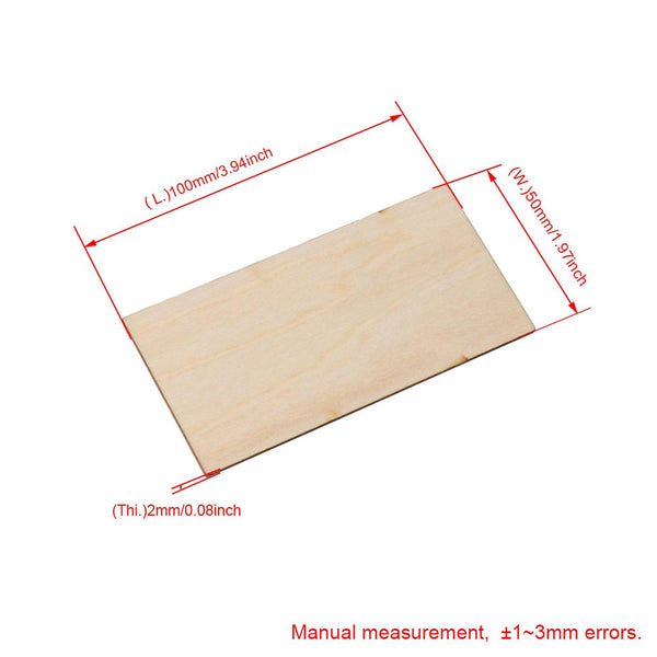 6pcs Unpainted Craft Basswood Wooden Sheets DIY Woodworking 100x50x2mmWS2445