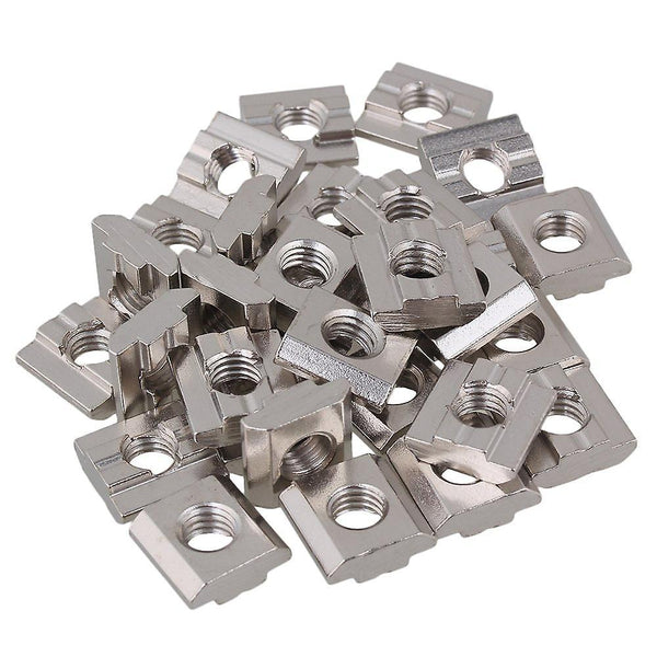 For 30pcs T Sliding Nut M8 Thread for 30 Series European Plated Carbon Steel Silver WS2565