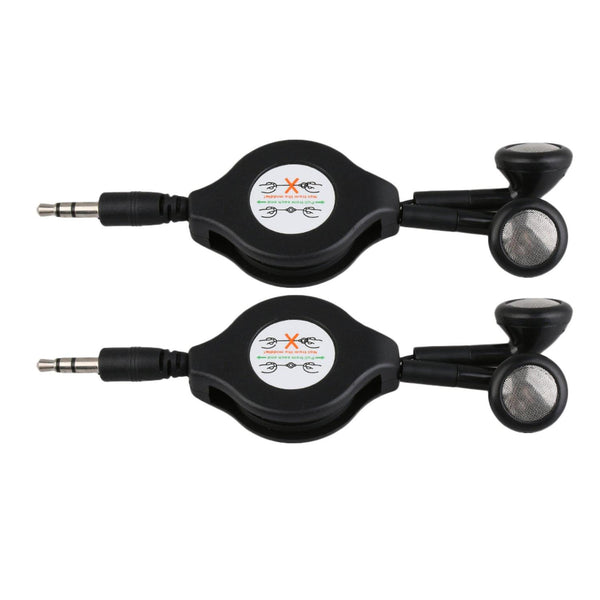 2pcs Universal 3.5mm Retractable Stereo Earbuds In-Ear Headphone BlackWS2592