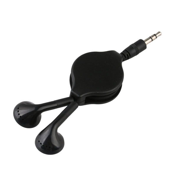 2pcs Universal 3.5mm Retractable Stereo Earbuds In-Ear Headphone BlackWS2592