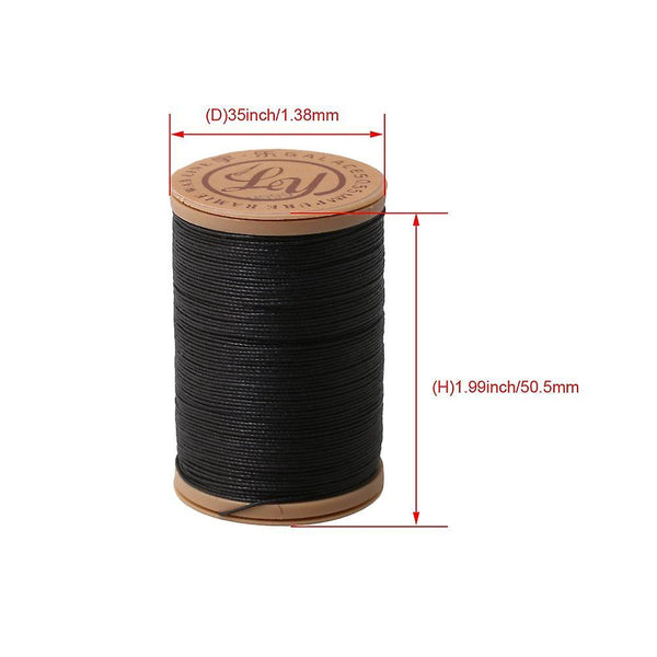 100 Meter 0.55mm Dia Black Leather Sewing Round Ramie Waxed Thread CordWS2852