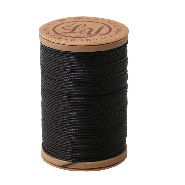 100 Meter 0.55mm Dia Black Leather Sewing Round Ramie Waxed Thread CordWS2852