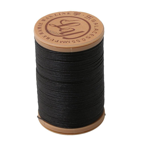 100 Meter 0.55mm Dia Black Leather Sewing Round Ramie Waxed Thread CordWS2852