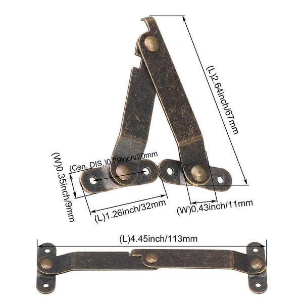 10PCS 67x11mm Green Bronze Metal Folding Lid Support Hinges with ScrewsWS2872