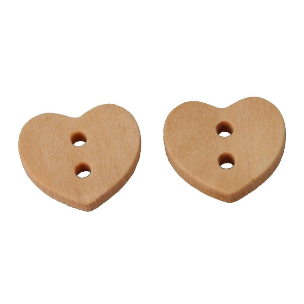 100pcs 13x15mm Wooden Heart Shape DIY Sewing Buttons with 2 HolesWS2992