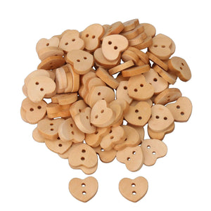 100pcs 13x15mm Wooden Heart Shape DIY Sewing Buttons with 2 HolesWS2992