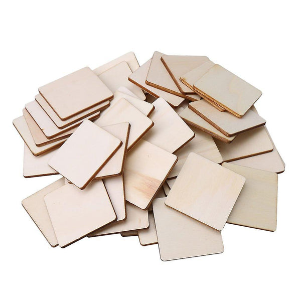 50pcs Unpainted Square Natural Woodpcs for DIY Arts Carving 40x40mmWS3039