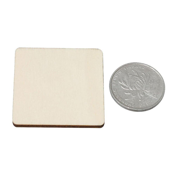 50pcs Unpainted Square Natural Woodpcs for DIY Arts Carving 40x40mmWS3039