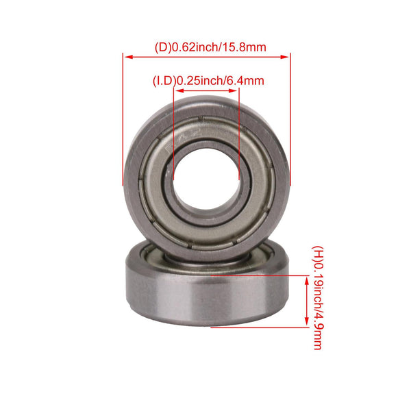 10PCS R4-ZZ Deep Groove Ball Bearings 1/4x5/8x0.19 Inch for MotorsWS3265