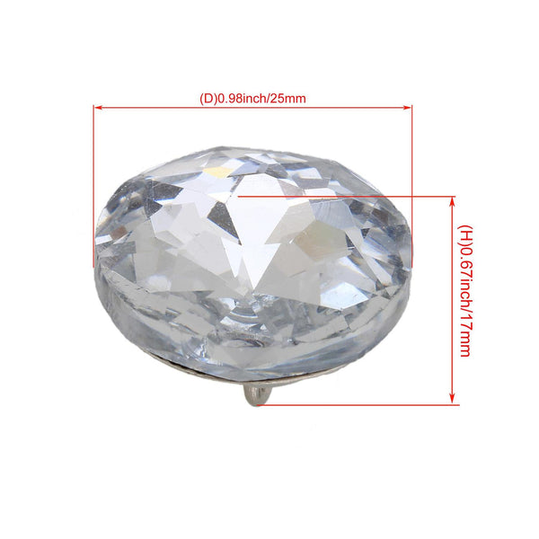 For 40pcs 25mm Dia Diamond Clear Crystal Charm Upholstery Sofa Sew Buttons WS3375