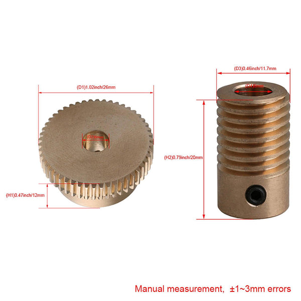 For 1:50 Brass Worm Gear Shaft & Worm Wheel Kit with 6mm Hole 0.5 Modulus WS3527