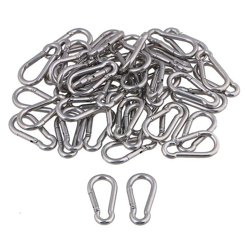 50pcs Spring Snap Quick Link Lock Carabiner Stainless M4 40mm LengthWS3556