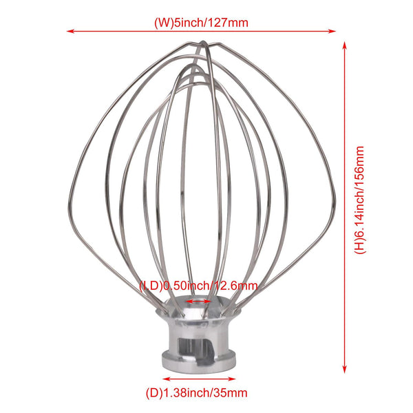 K45WW Stainless Steel 6-Wire Whip Attachment replacement for KitchenAidWS3815