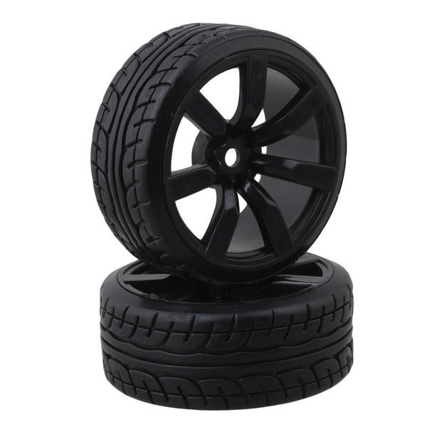 65mm OD RC1:10 On-road Racing Car Rubber Tires with 7-spoke Wheel RimsWS4000