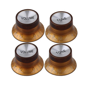 For Black BELL SHAPED TOP HAT 4 SPEED KNOBS/Silver Caps For electric guitar WS4120