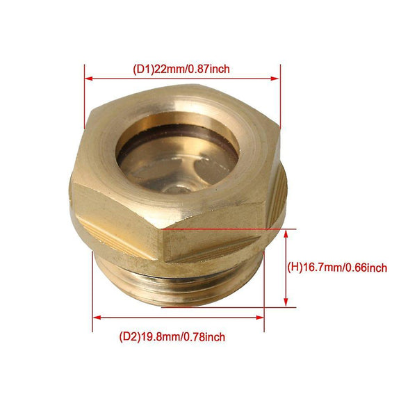 2pcs Brass Air Compressor Parts M20x1.5mm Oil Level Sight Glass IndicatorWS4361