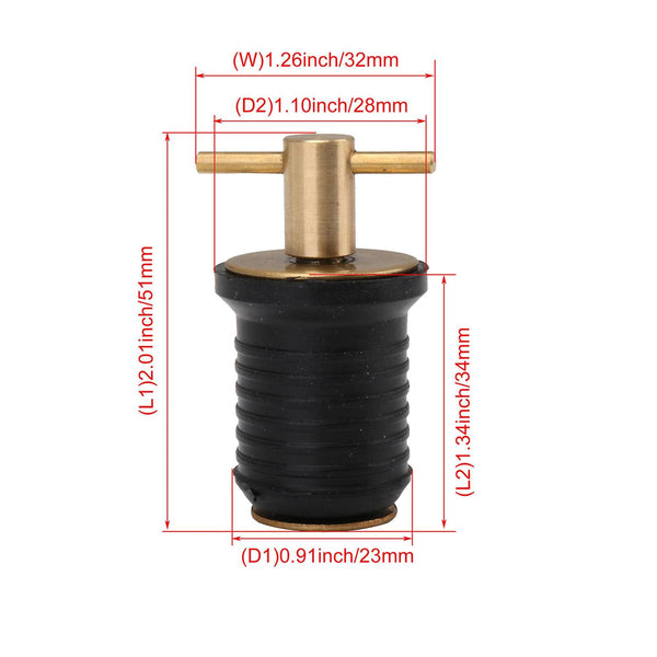 1 Inch Twist Lock Operation Drain Plug with T Handle for Boat BlackWS4419