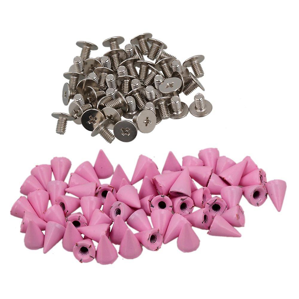 50pcs 7*10mm Pink Stud Punk Rock Tip Rivet SpikesWS4448