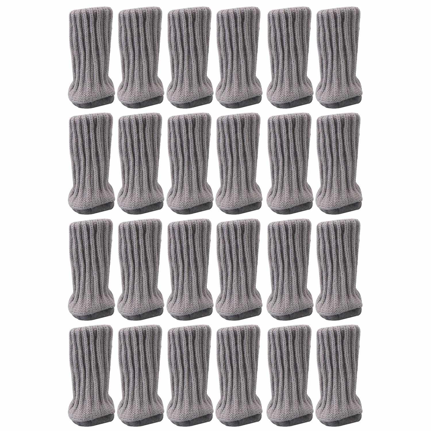 24pcs Chair Leg Socks High Elastic Floor Caps Light GreyWS4603