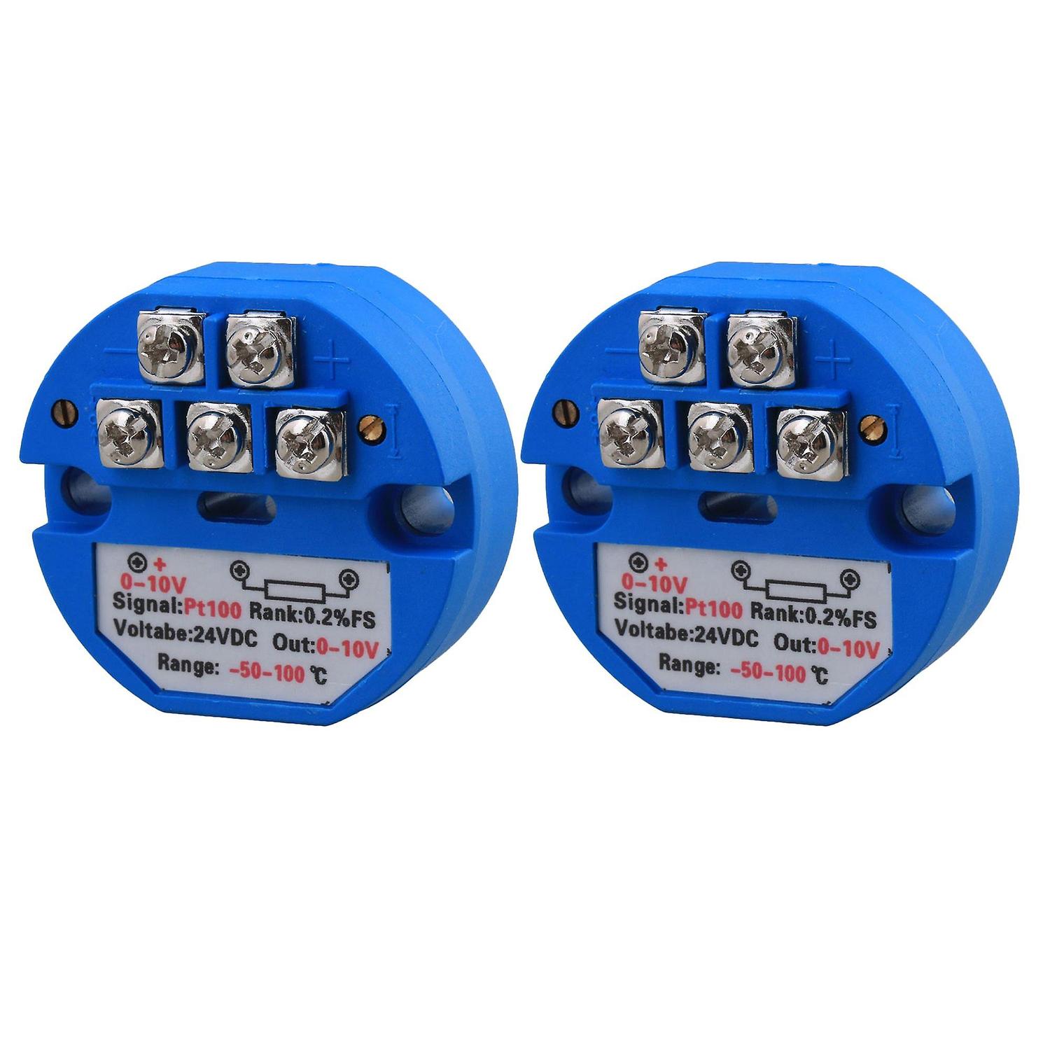 2pcs Temperature Sensor Transmitter 0-10V Output for Industry Blue PT100WS4668