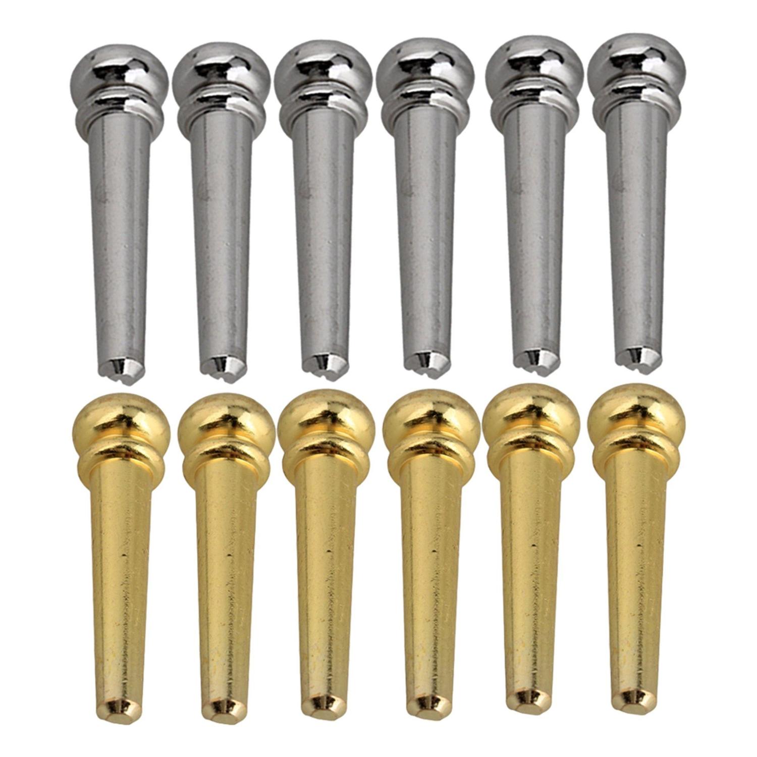 For Chrome & Golden Acoustic Guitar Brass Slotted Bridge Pins End Pin Set of 12 WS4924