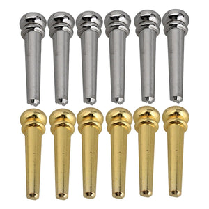 For Chrome & Golden Acoustic Guitar Brass Slotted Bridge Pins End Pin Set of 12 WS4924