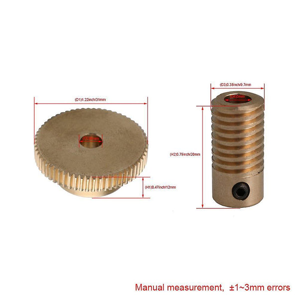 0.5 Modulus 5mm Hole Diamete Brass Worm Gear Shaft 60 Teeth Gear Wheel SetWS4918