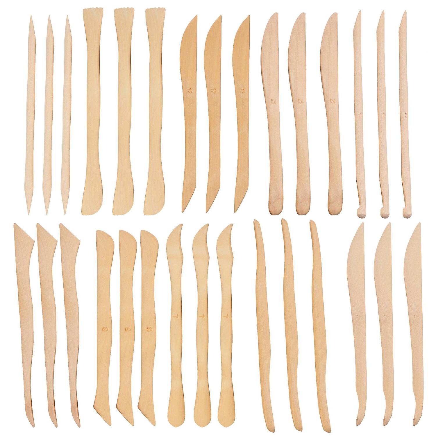 For 30pcs Wood Wooden Clay Modeling Tool Set For Pottery Making Wooden Color WS5041