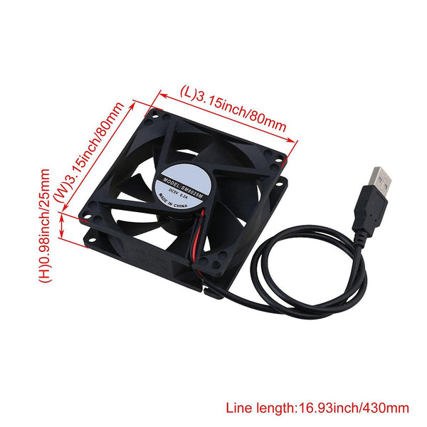 2pcs 5V USB 8cm Computer Case Fan Desktop Cooling System Tool BlackWS5054