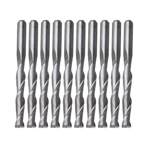 10x Solid Carbide Double Two Flute Spiral Cutter 3.175x22mm CNC Router BitsWS5119