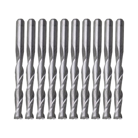 10x Solid Carbide Double Two Flute Spiral Cutter 3.175x22mm CNC Router BitsWS5119