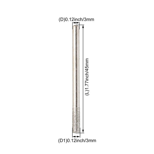 For 30pcs Diamond Burr Bits Drill Engraving Carving Rotary Tool 3mm Cylindrial Point WS5201