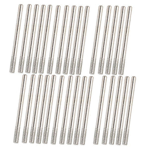 For 30pcs Diamond Burr Bits Drill Engraving Carving Rotary Tool 3mm Cylindrial Point WS5201