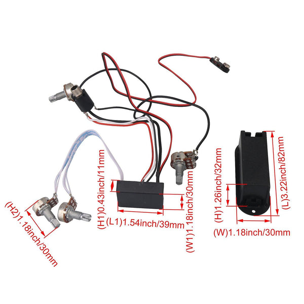 2 Band Active Bass Preamp Equalizer 4 Controls for active pickupsWS5264