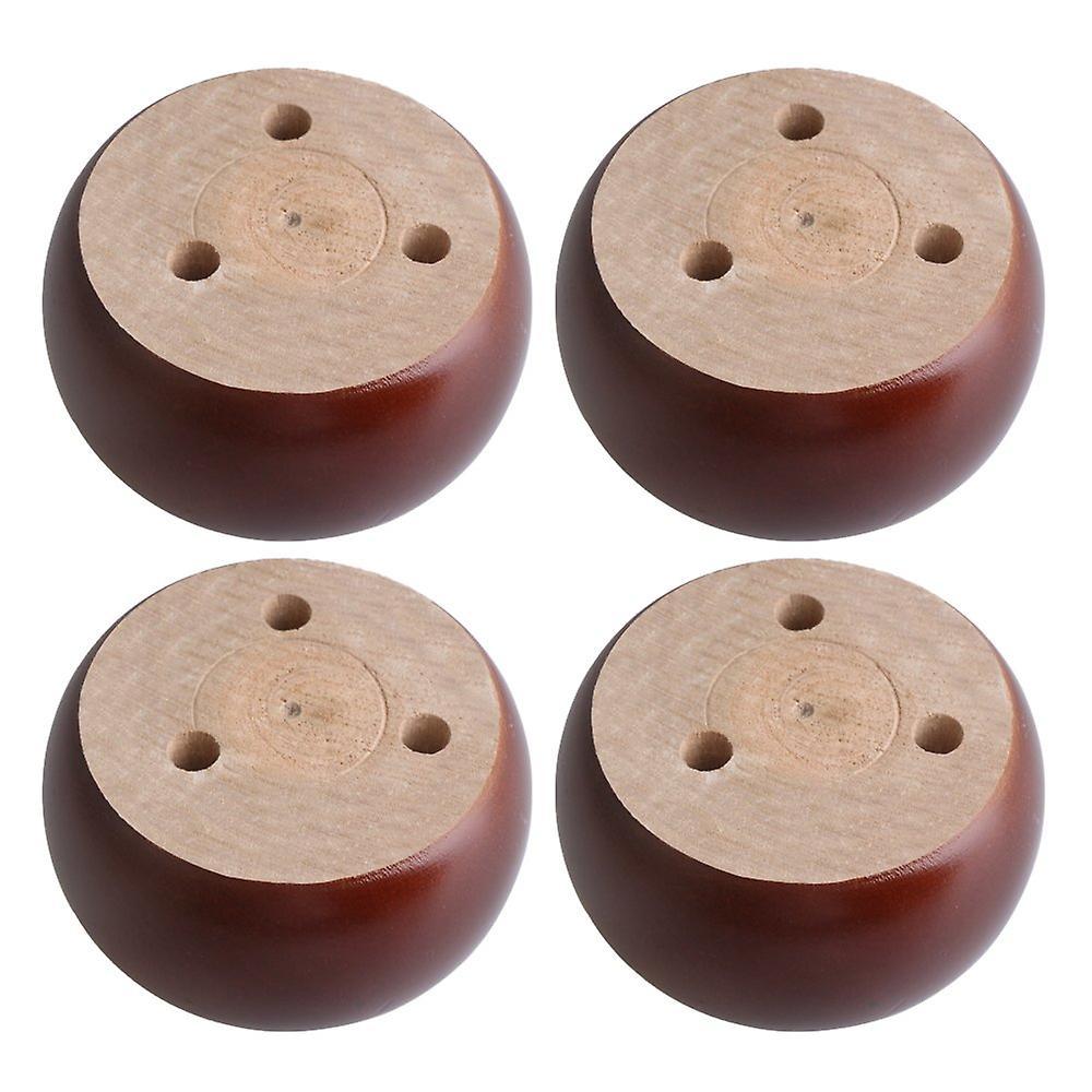 4pcs Brown Wood Round Flat Furniture Foot Leg Feet 9.6*5cmWS5368