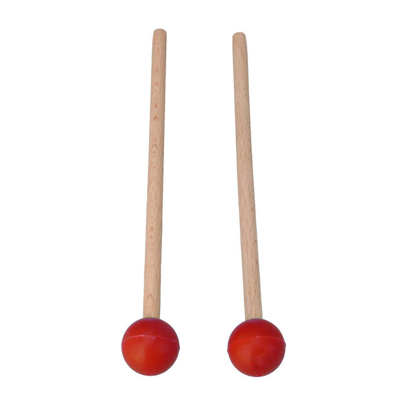 2pcs Percussion Drum Sticks Red Rubber Head Mallets with Wooden HandleWS5489