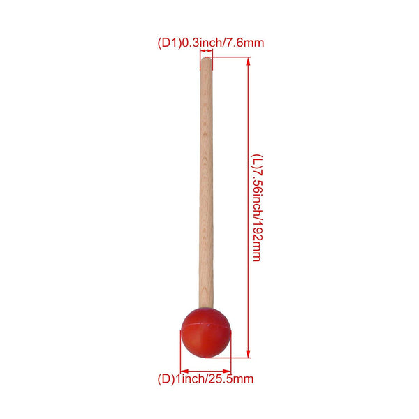 2pcs Percussion Drum Sticks Red Rubber Head Mallets with Wooden HandleWS5489