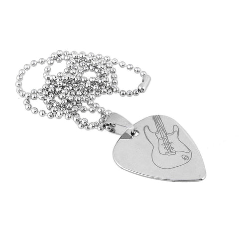 For Guitar Pattern Silver Guitar Pick Pendant Necklace for Guitar Musical WS5463