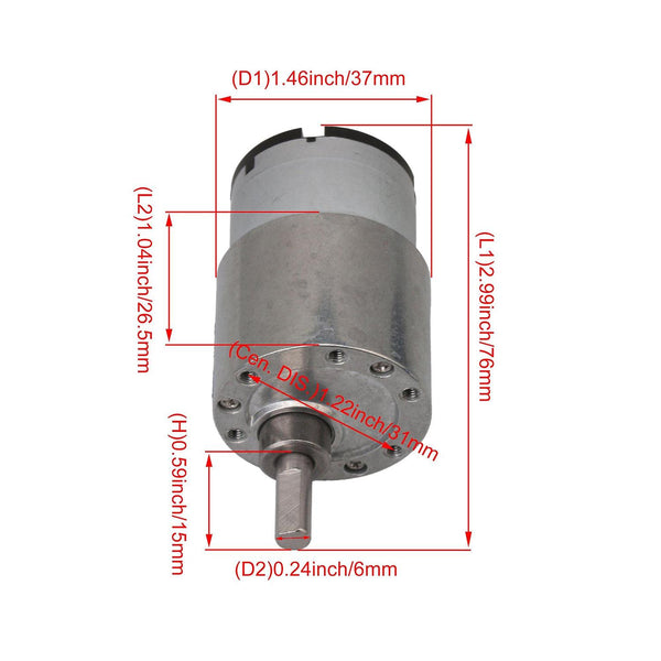 JGB37-520 DC12V 22RPM Gear Motor Electric Gearbox Motor 26.5mm LengthWS5781