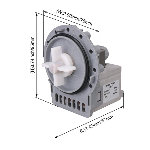 Drum Washing Machine Drain Pump Parts B04040003 20W 50HZ 3.42x2.99x3.74InchWS5820