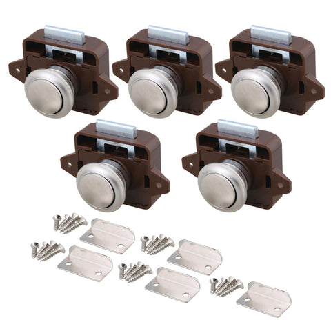 5pcs Brown Silver Keyless Push Button Cabinet Latch for RV Camper MotorWS5886