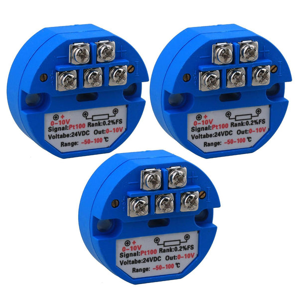 3x PT100 Temperature Sensor Transmitter Output 0-10V for Electric PowerWS5944