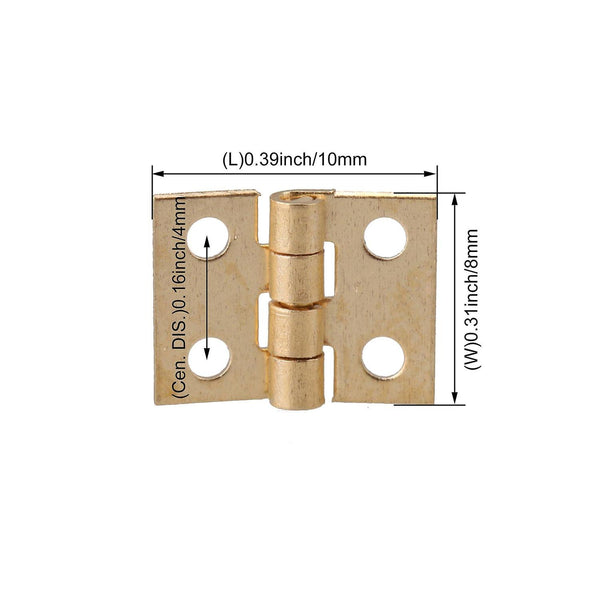 50x Mini Brass Hinges Docrarive Box Hinges 0.39x0.31inch Set with ScrewsWS6076