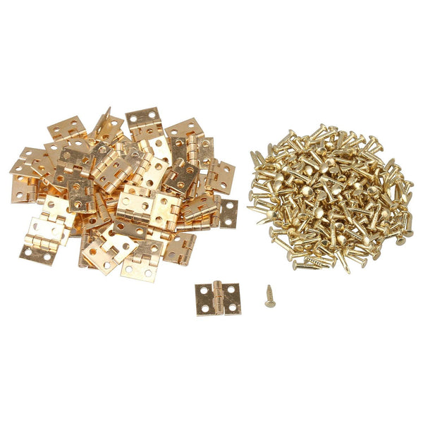 50x Mini Brass Hinges Docrarive Box Hinges 0.39x0.31inch Set with ScrewsWS6076