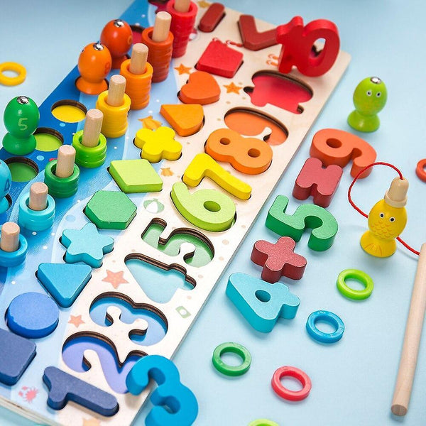 Montessori Educational Wooden Toys Geometric Shape Cognition Puzzle Toys Math Toys|Math ToysWS7097