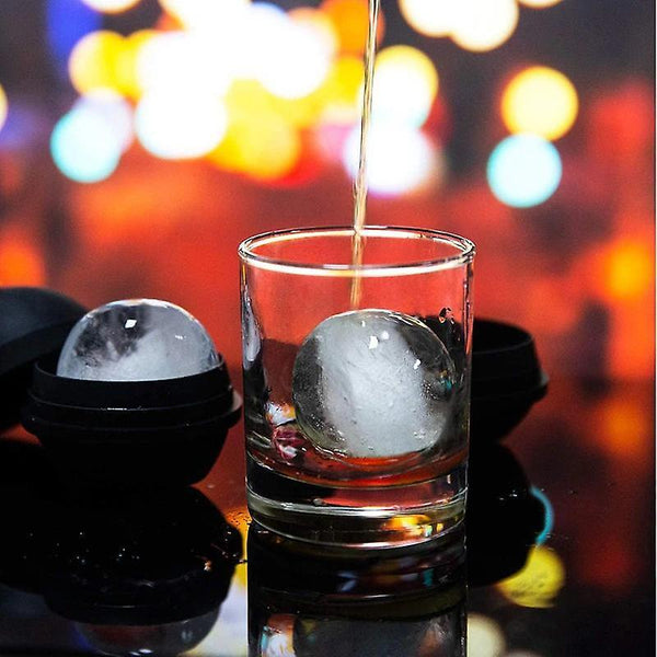 7cm 4pcs Ice Ball Molds Silicone Sphere Ice Molds with Built in Funnel Makes Ice Cube (Black)WS7130